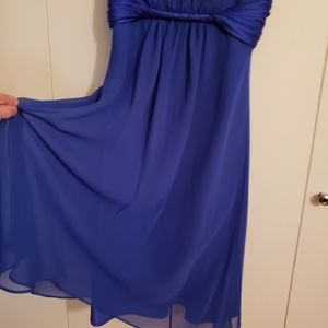 Royal blue polyester knee length dress created by Alfred Angelo in a size 4